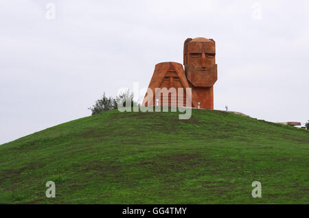 Stepanakert, Nagorno-Karabakh Republic: 20 september 2014: Monument 'We Are Our Mountains' in the capital of Nagorno-Karabakh Stock Photo