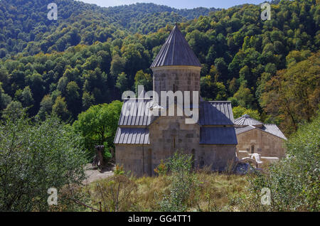 The ancient Haghartsin monastery is located near the town of Dilijan, in a wooded valley. Stock Photo