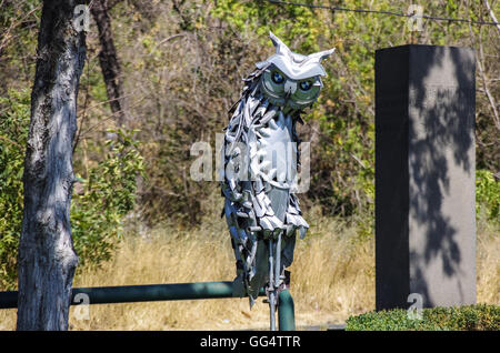 YEREVAN, ARMENIA - September 14, 2013: Modern art statue of owl near the Yerevan Cascade, a giant stairway in Yerevan, Armenia. Stock Photo