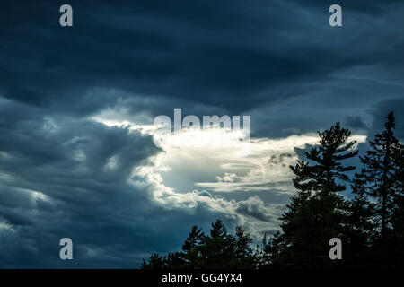 Door to heaven in the sky on a cloudy and stormy night Stock Photo