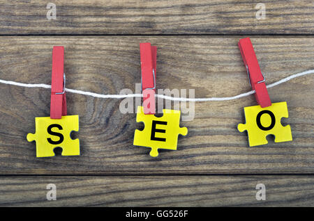 Puzzle pieces with word Seo Stock Photo
