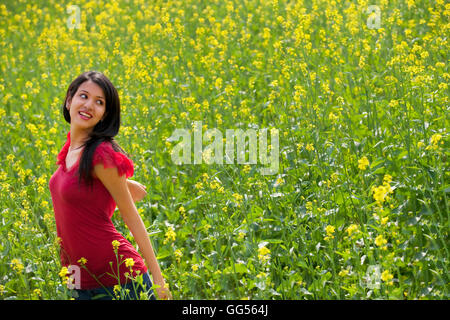 Young woman in a field Stock Photo