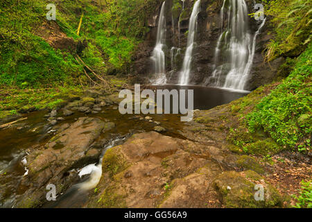 The Ess-Na-Crub waterfall in Glenariff Forest Park in Northern Ireland. Stock Photo