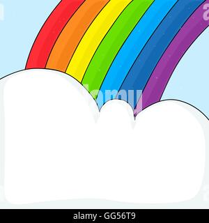 Cartoon cloud and rainbow background with space for your text. Stock Vector
