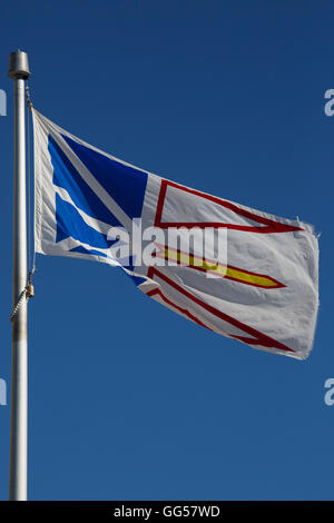 The flag of Newfoundland flying in St John's, Newfoundland, Canada. The ...