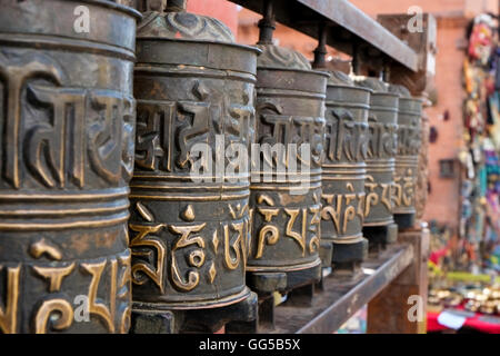Buddhist prayer wheels at Swayambhunath Monkey temple - Kathmandu ...
