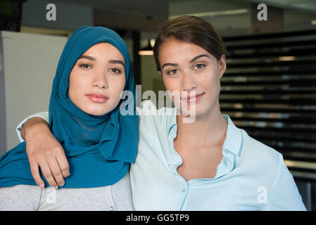Close-up of two happy business executives Stock Photo