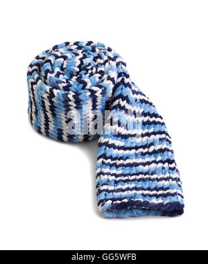Colorful knitted wool scarf isolated on white background Stock Photo