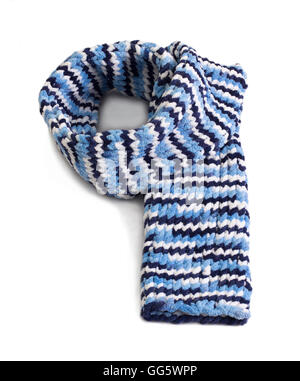 Colorful knitted wool scarf isolated on white background Stock Photo