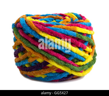 Colorful ball of woolen yarn isolated on white background Stock Photo