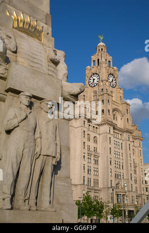 Royal Liver Building, Pier Head, UNESCO World Heritage Site, Liverpool, Merseyside, England, United Kingdom, Europe Stock Photo