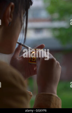 Girl with cigarette Stock Photo