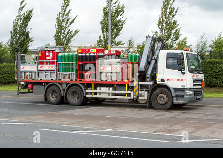 Boc compressed gasses delivery in Preston, Lancashire, UK Stock Photo