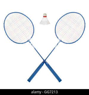 Badminton rackets and shuttlecock isolated on white background Stock ...