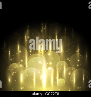 Abstract yellow light and bokeh glowing background, stock vector Stock Vector