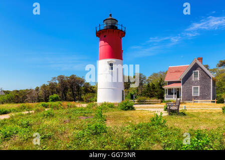 Nauset lighthouse is one of the famous lighthouses on Cape Cod, Massachusetts Stock Photo