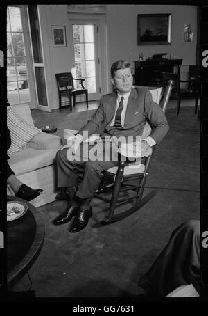 President John F. Kennedy in rocking chair on his 43rd birthday. May 29 ...