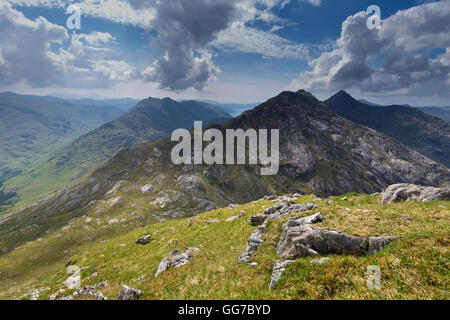 Garbh Chioch Mhor and Sgurr na Ciche on a hazy summer afternoon, from Sgurr nan Coireachan Stock Photo