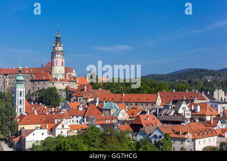 General view of the Historic Town Cesky Krumlov Castle Cityscape Cesky Krumlov Czech Republic Europe Stock Photo