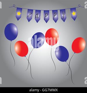 some balloons and blue decorations for holidays Stock Vector