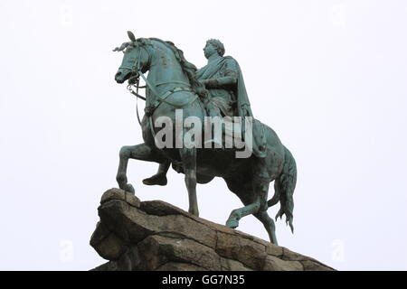 The Copper Horse equestrian statue of King George III that looks down the Long Walk to Windsor Castle from Snow Hill, Windsor Great Park, England, UK Stock Photo