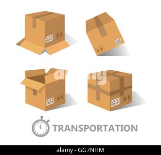 Flat boxes icons set. EPS10 Stock Vector