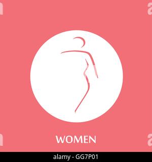a pink background with text and a female silhouette Stock Vector
