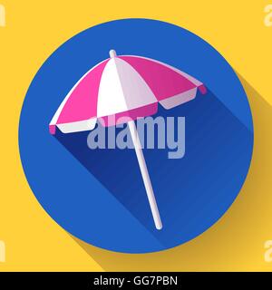 Beach umbrella, top view icon. Vector. Flat design style. Stock Vector