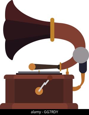 Gramaphone technology retro vintage icon. Vector graphic Stock Vector