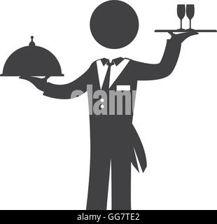 Waiter plate male pictogram suit person icon. Vectorg graphic Stock ...