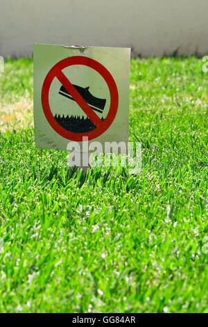 Prohibition sign on grass Stock Photo