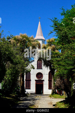 Exterior of the former Iglesia de la Inmaculada Concepcion, which now houses the Museo de las Iglesias de Chiloe, Ancud, Chile Stock Photo