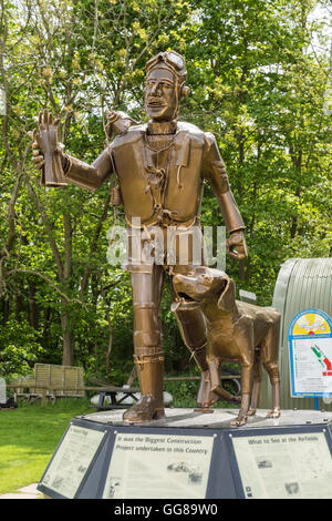 Sculpture by Paul Richardson of American second world war pilot and dog Norfolk Suffolk aviation museum Flixton Bungay England Stock Photo