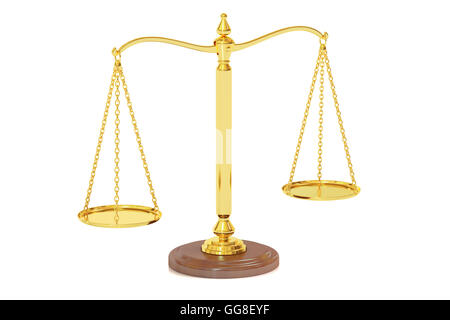 Scales of Justice, 3D rendering isolated on white background Stock Photo