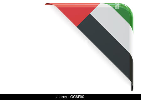 UAE flag corner, button. 3D rendering isolated on white background Stock Photo