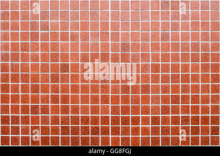mosaic made of modern red ceramic tiles with squares and white border in rectangular form Stock Photo