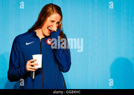 Rio De Janeiro, Brazil. 03rd Aug, 2016. Rio de Janeiro, Brazil. August 3, 2016. Swimming Press Conference team USA prior the start of the Olympic Games 2016. Missy FRANKLIN. © Petr Toman/World Sports Images Stock Photo
