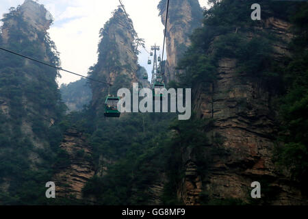 Zhangjiajie, Zhangjiajie, China. 4th Aug, 2016. Zhangjiajie, China - August 3 2016: (EDITORIAL USE ONLY. CHINA OUT) Zhangjiajie is a prefecture-level city in the northwestern part of Hunan province, People's Republic of China. It comprises the district of Yongding and counties of Cili and Sangzhi. Within it is located Wulingyuan Scenic Area which was designated a UNESCO World Heritage Site in 1992 as well as an AAAAA scenic area by the China National Tourism Administration. © SIPA Asia/ZUMA Wire/Alamy Live News Stock Photo