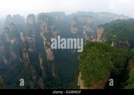 Zhangjiajie, Zhangjiajie, China. 4th Aug, 2016. Zhangjiajie, China - August 3 2016: (EDITORIAL USE ONLY. CHINA OUT) Zhangjiajie is a prefecture-level city in the northwestern part of Hunan province, People's Republic of China. It comprises the district of Yongding and counties of Cili and Sangzhi. Within it is located Wulingyuan Scenic Area which was designated a UNESCO World Heritage Site in 1992 as well as an AAAAA scenic area by the China National Tourism Administration. © SIPA Asia/ZUMA Wire/Alamy Live News Stock Photo