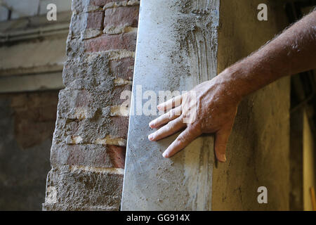 Napa, CA, USA. 6th July, 2016. An eight-inch thick interior foundation wall was part of the renovations and retrofitting that First Presbyterian Church received following the August 2014 earthquake. The church will open its sanctuary for services on Sunday. © Napa Valley Register/ZUMA Wire/Alamy Live News Stock Photo
