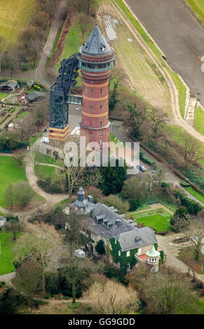 Aerial view, Styrum Water Tower Styrum, Aquarius Builder August Thyssen, Aquarius Water Museum, Mülheim an der Ruhr, Ruhr area, Stock Photo