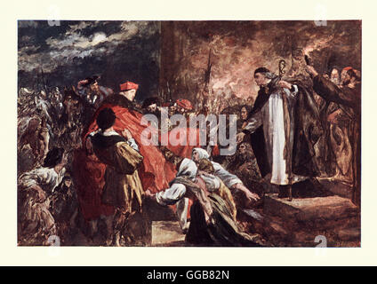 Arrival of Cadinal Wolsey at Leicester Abbey, after the watercolour by Sir John Gilbert Stock Photo