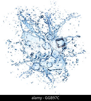 ice cubes with water splashes isolated on white background Stock Photo ...
