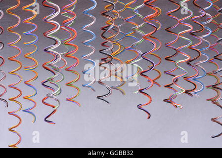 Colored telecommunication cables and wires Stock Photo