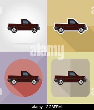 pick-up transport flat icons vector illustration isolated on background Stock Vector