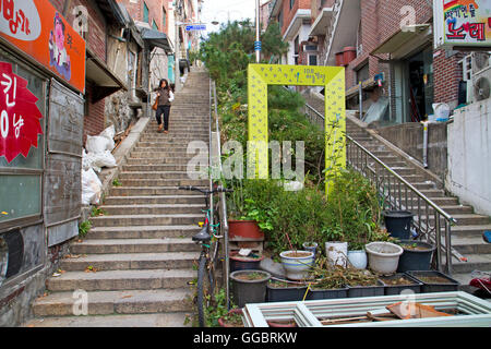 The 108 Heaven Stairway in the Seoul district of Haebangchon Stock Photo