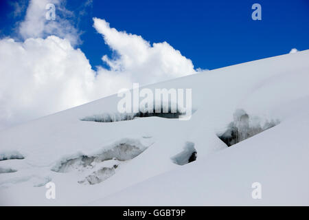 Crevice field in snow on route to Mera peak high camp Stock Photo