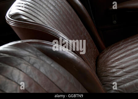 Leather seats in vintage saloon car  / Wolseley 25 Stock Photo