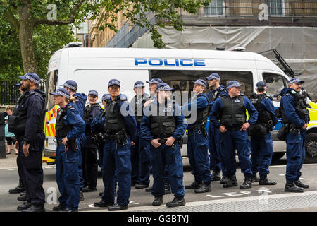 Riot Police ready, No More Austerity - No To Racism - Tories Must Go demonstration, July 16th 2016, London, United Kingdom, UK Stock Photo