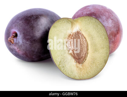 ripe plum isolated on white background with clipping paths Stock Photo